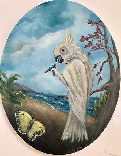 Cockatoo Hates Butterfly - Lil Olive Art