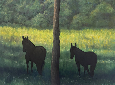 Two Horses 36x48 acrylic and oil on canvas by Lil Olive